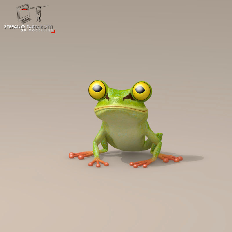 Frog cartoon character 3D model_3