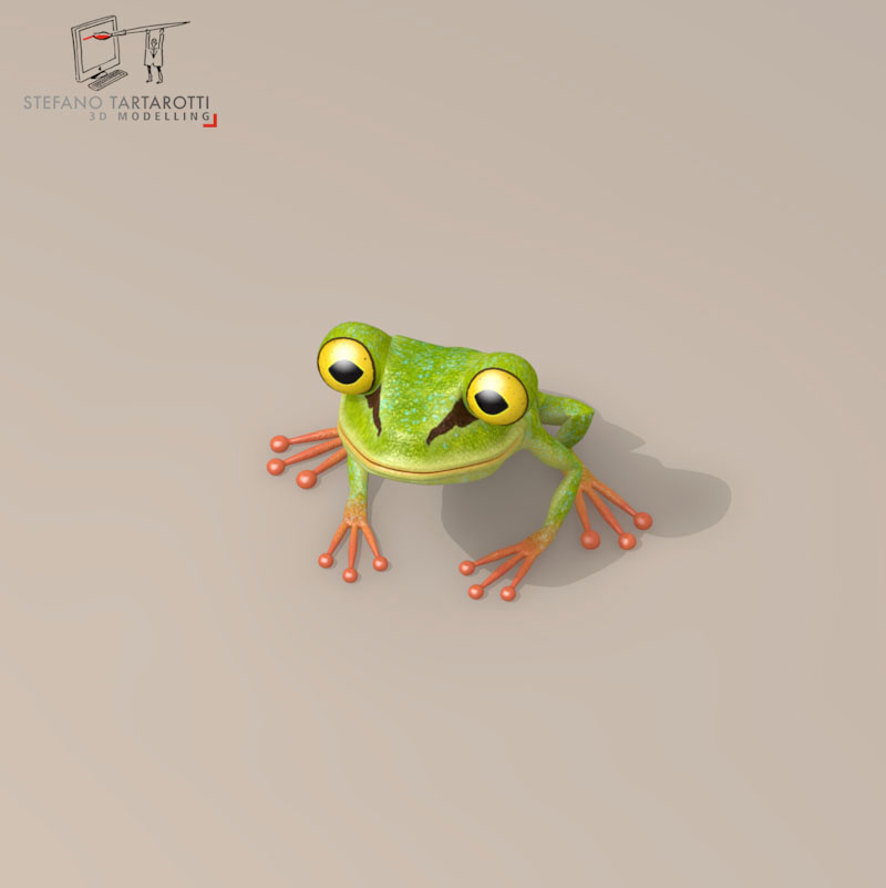 Frog cartoon character 3D model_8