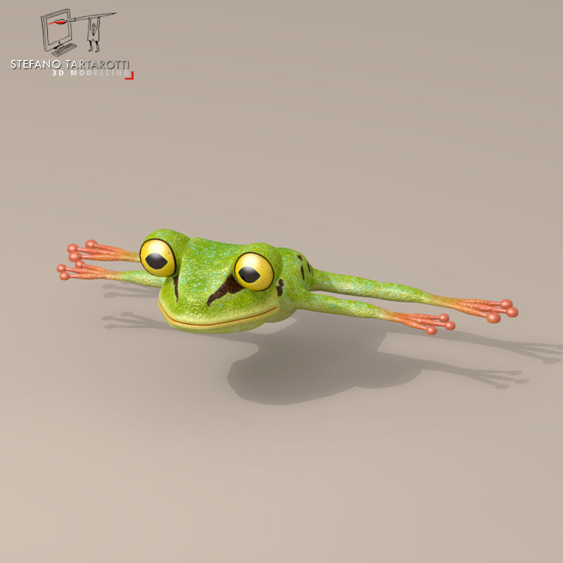 Frog cartoon character 3D model_6