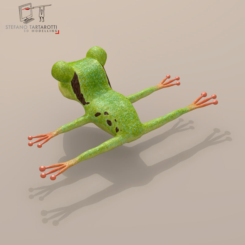 Frog cartoon character 3D model_9