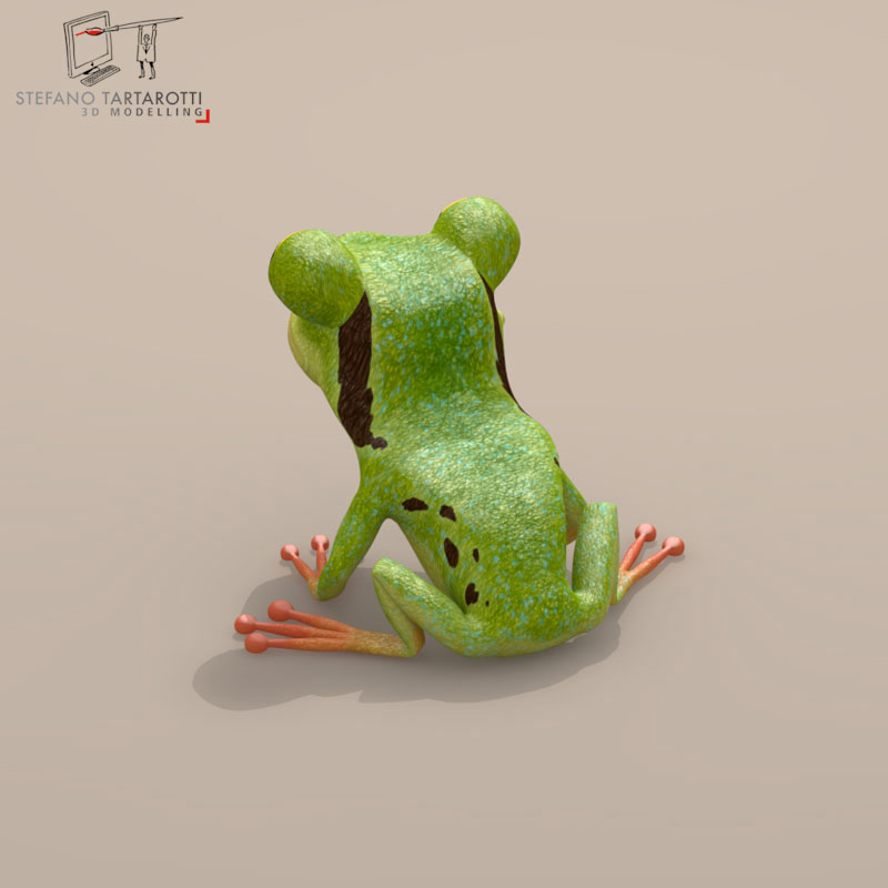 Frog cartoon character 3D model_4