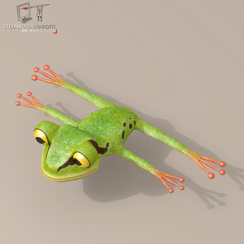 Frog cartoon character 3D model_1