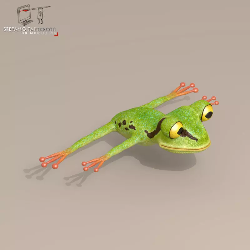 Frog cartoon character 3D model_0