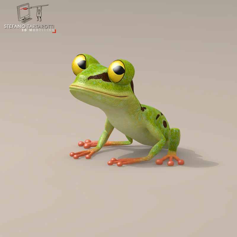 Frog cartoon character 3D model_5