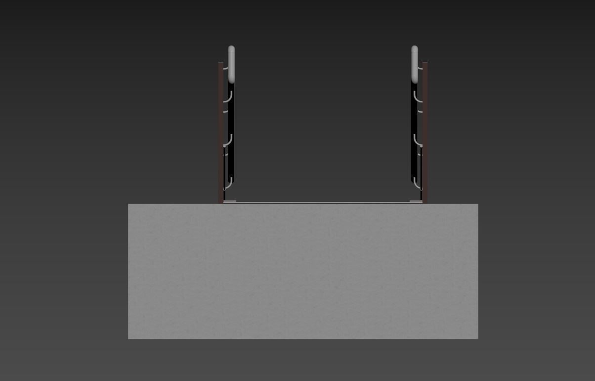 Metal ramp stairs with railing 3D model_7