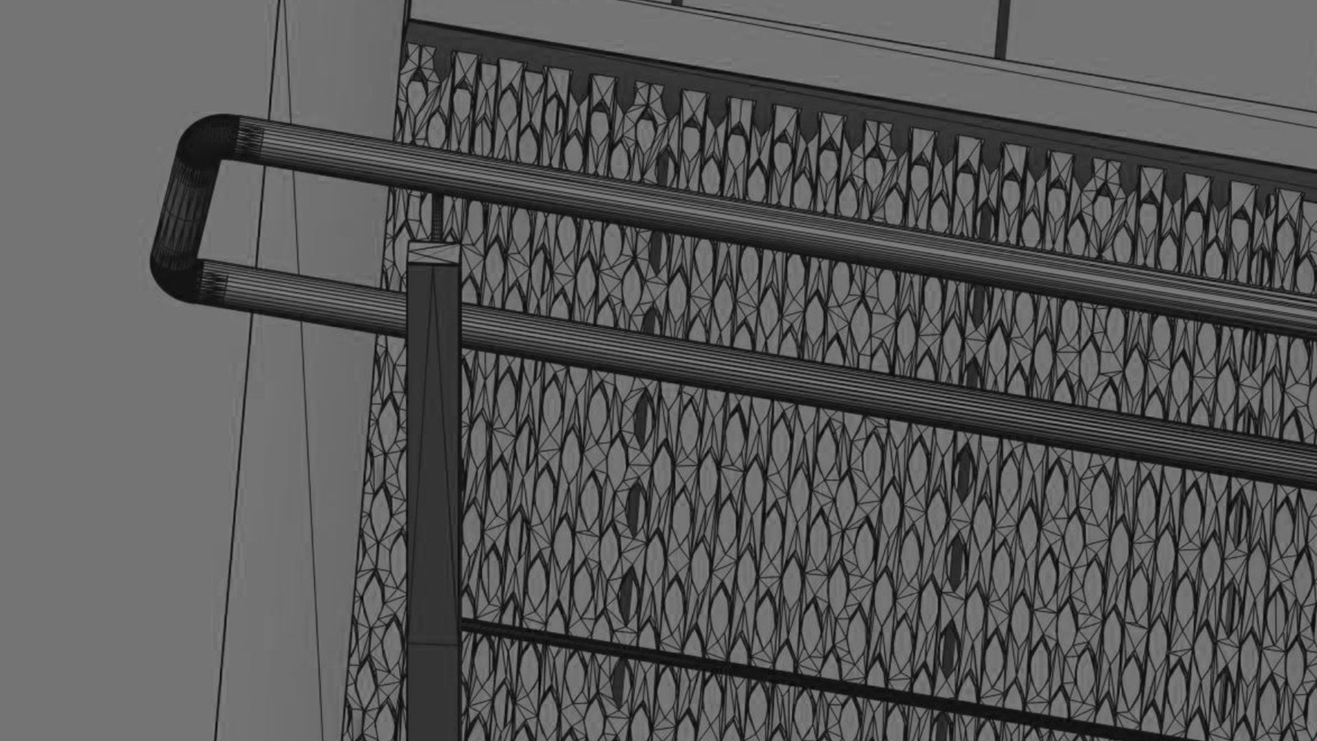 Metal ramp stairs with railing 3D model_18