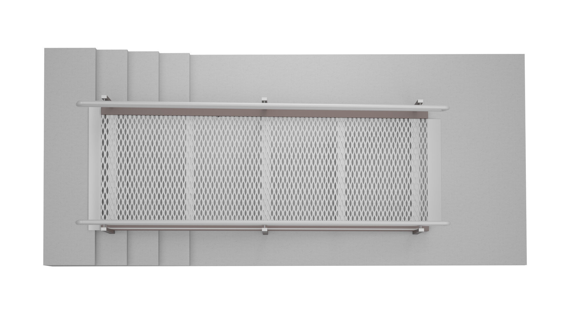 Metal ramp stairs with railing 3D model_1