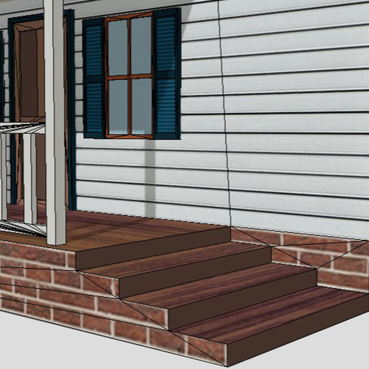 American Style Cottage - Town House Model Low-poly 3D model_7