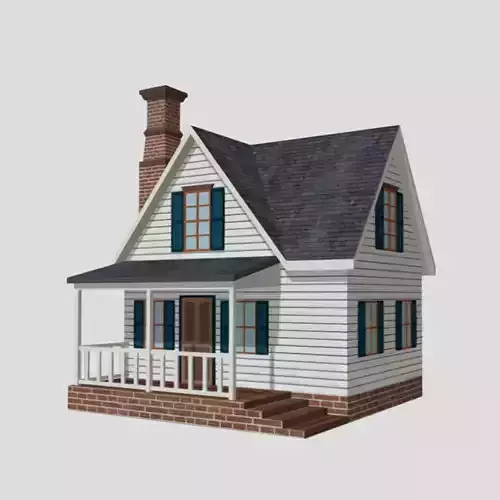 American Style Cottage - Town House Model Low-poly 3D model