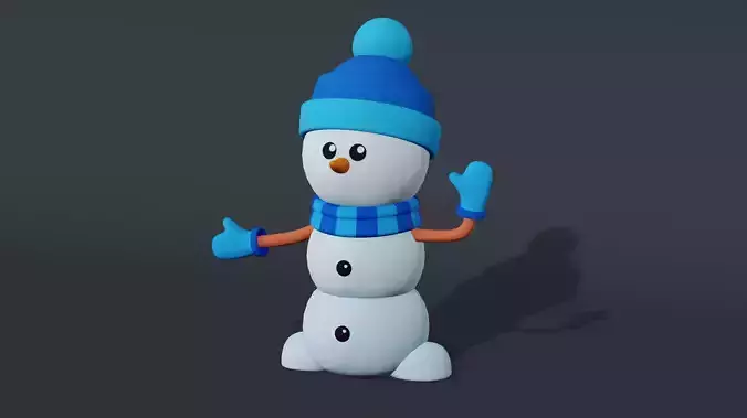 Snowman Cartoon Low-poly 3D model
