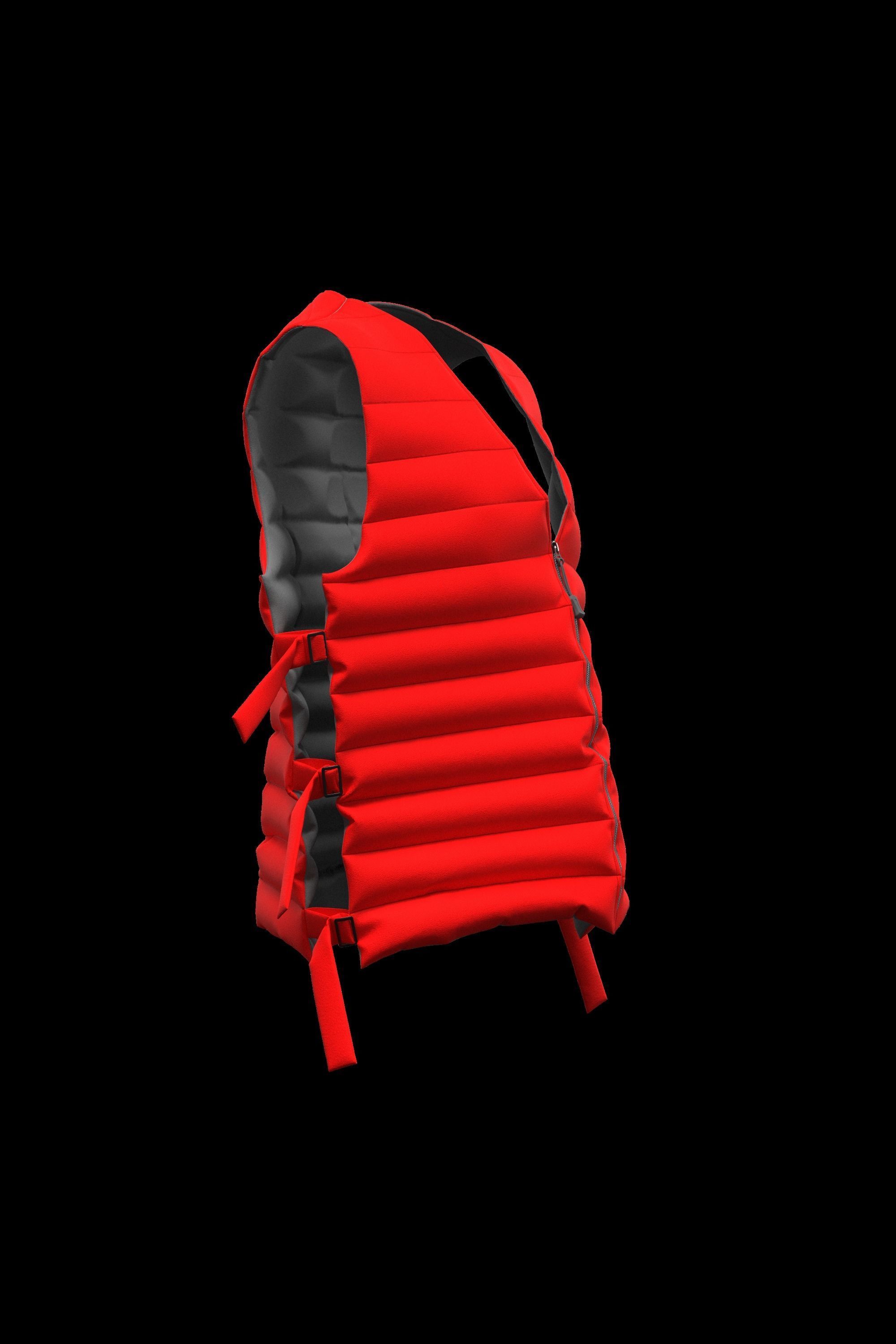 Female puffer vest 3D model_9