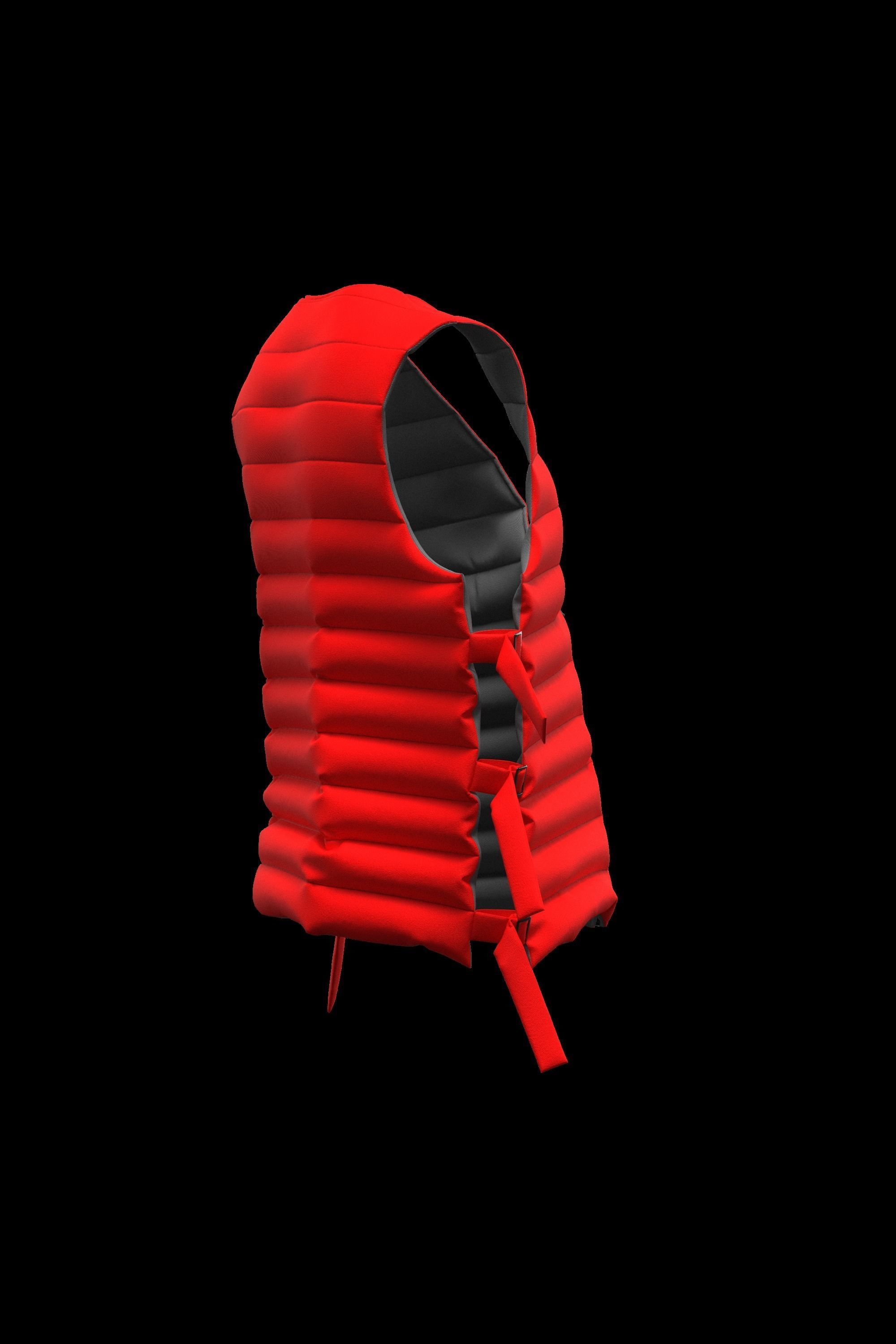 Female puffer vest 3D model_11