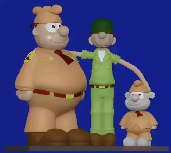 Beetle Bailey  Sergeant Snorkel and Otto 3D print model