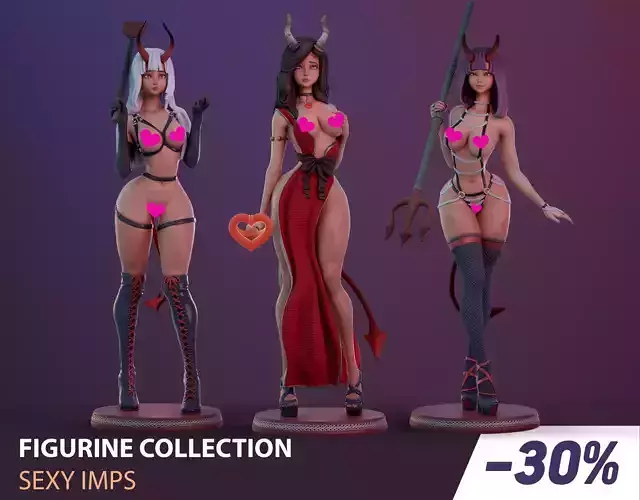 Figurine collection - Cute imps - 3 PIECES 