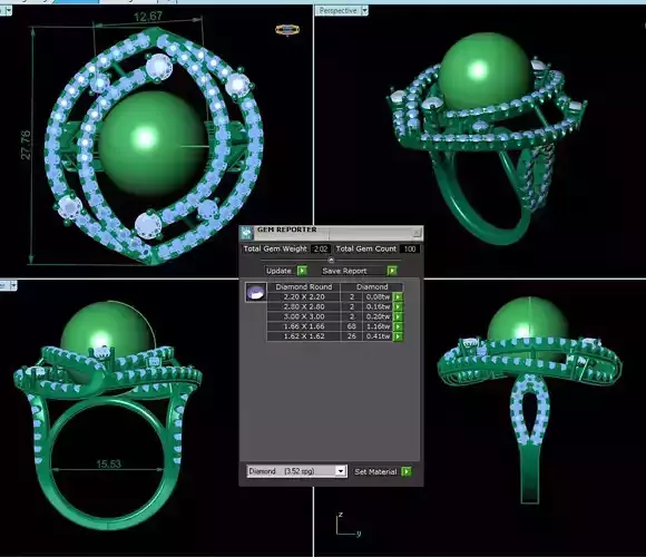 Round Pear Diamond Ring R24