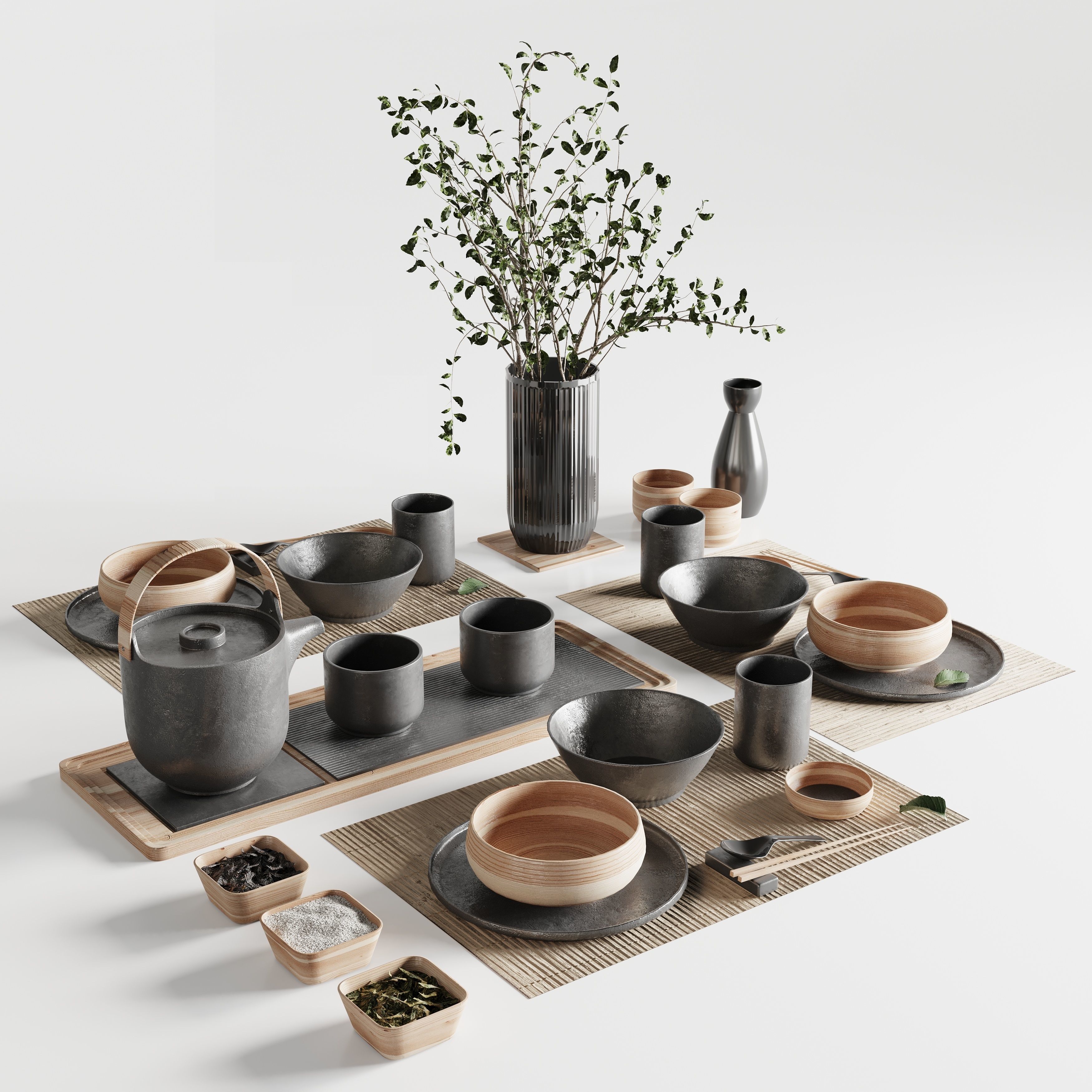 Japanese tableware set 20 3D model_5