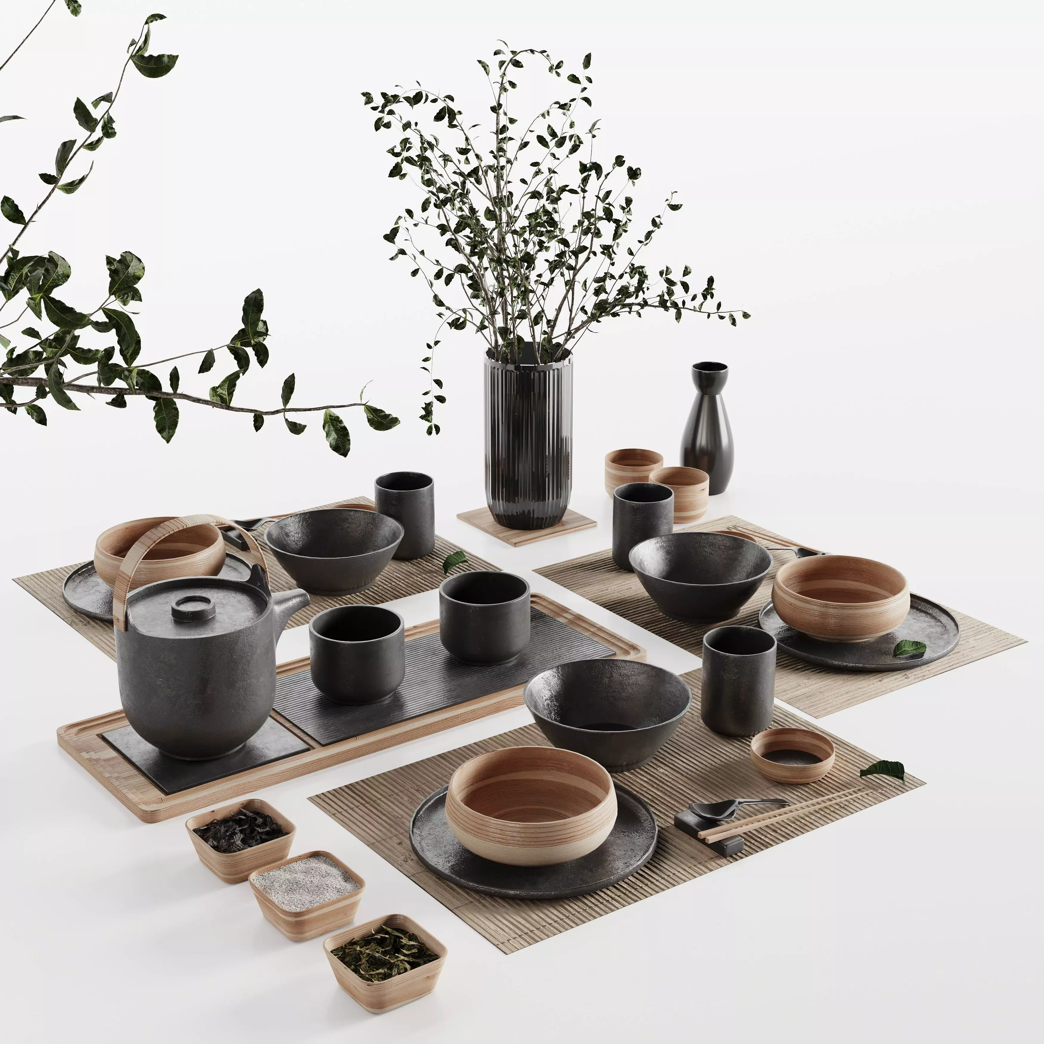 Japanese tableware set 20 3D model_0