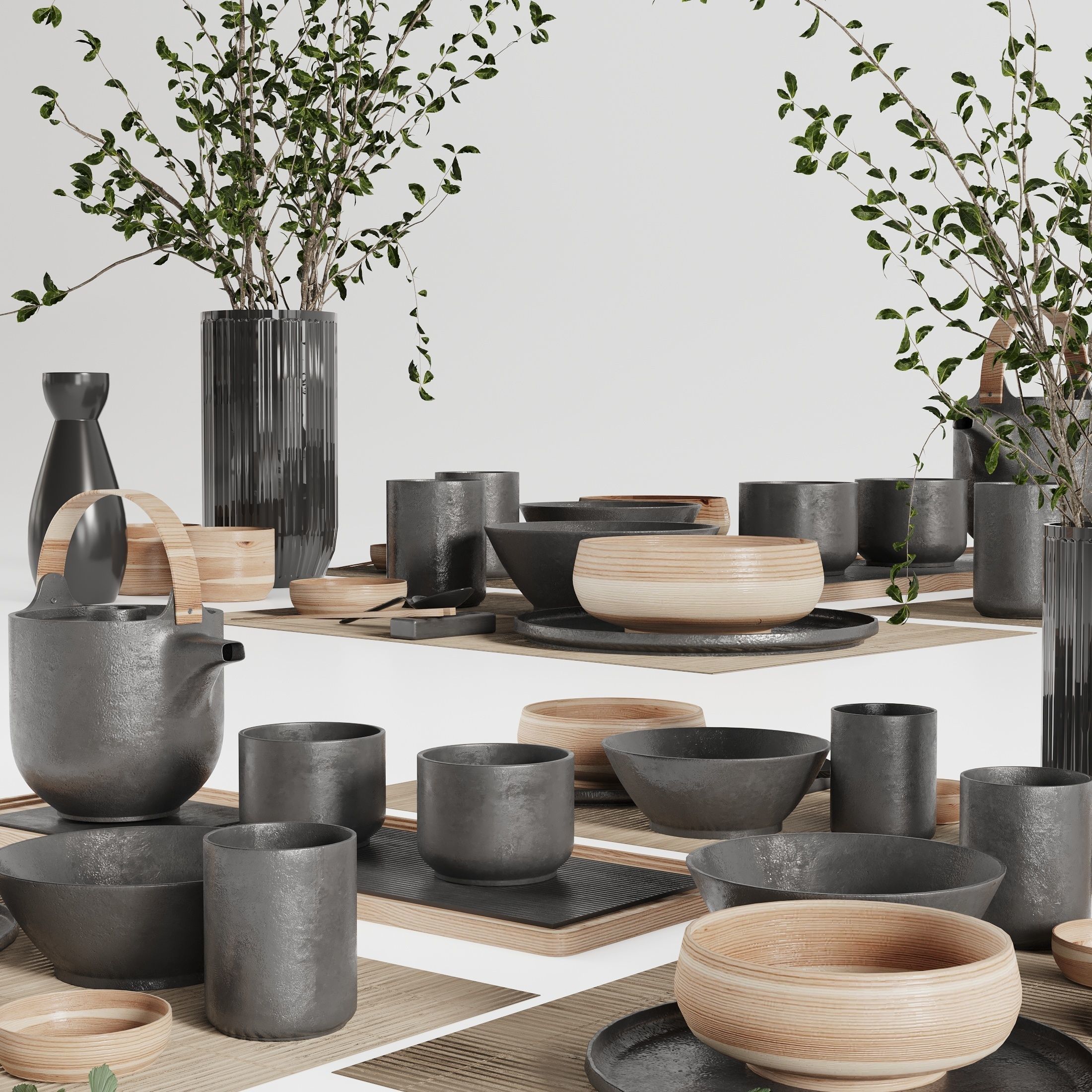 Japanese tableware set 20 3D model_3