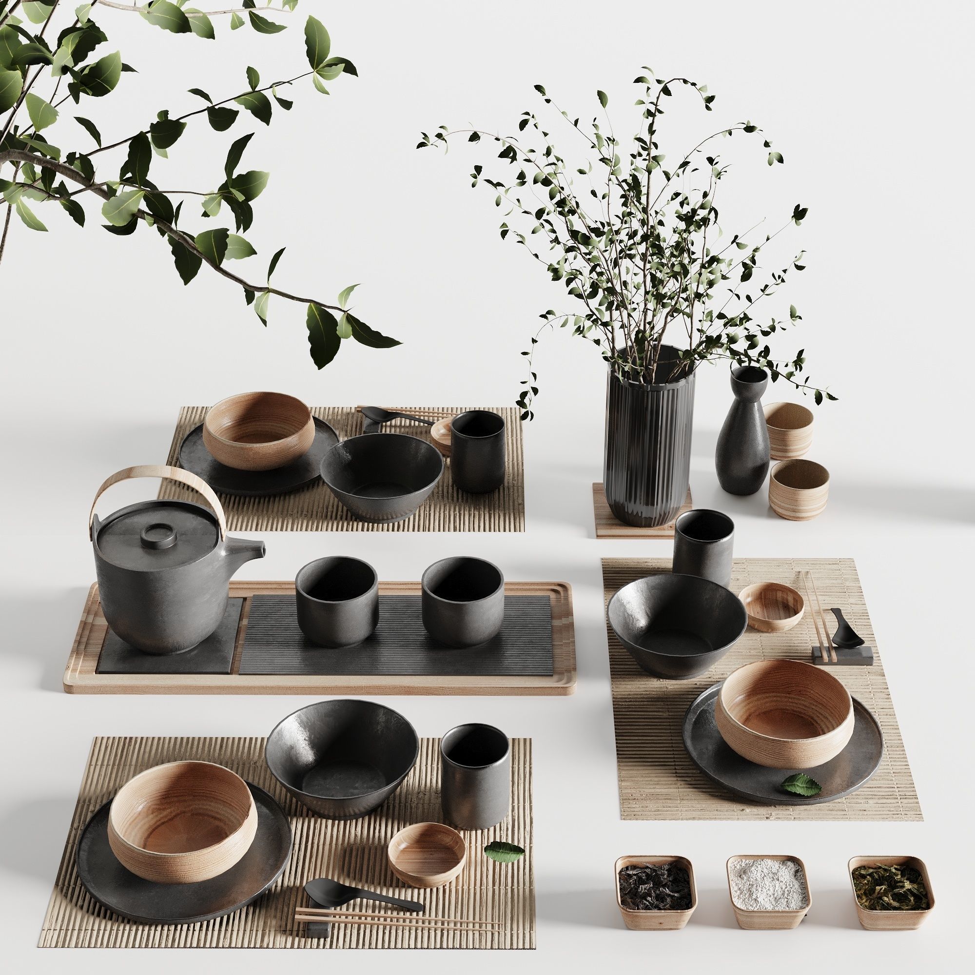 Japanese tableware set 20 3D model_4