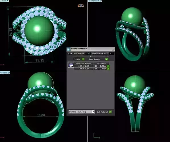 Round Pear Diamond Ring R15