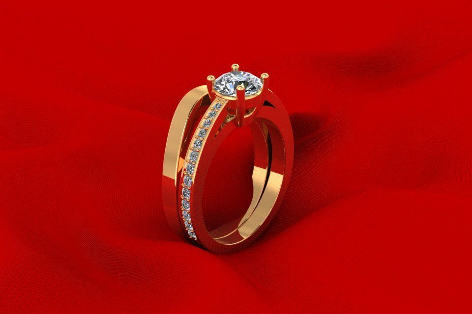 Creative Solitaire Ring R16 3D print model_1