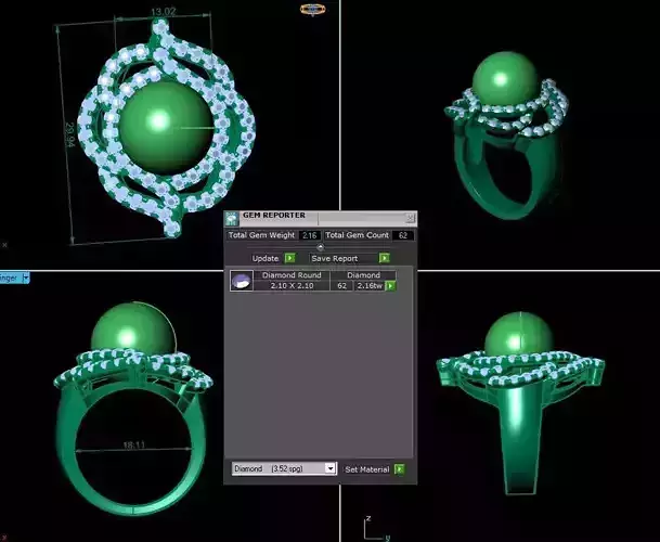 Round Pear Twist Ring R2