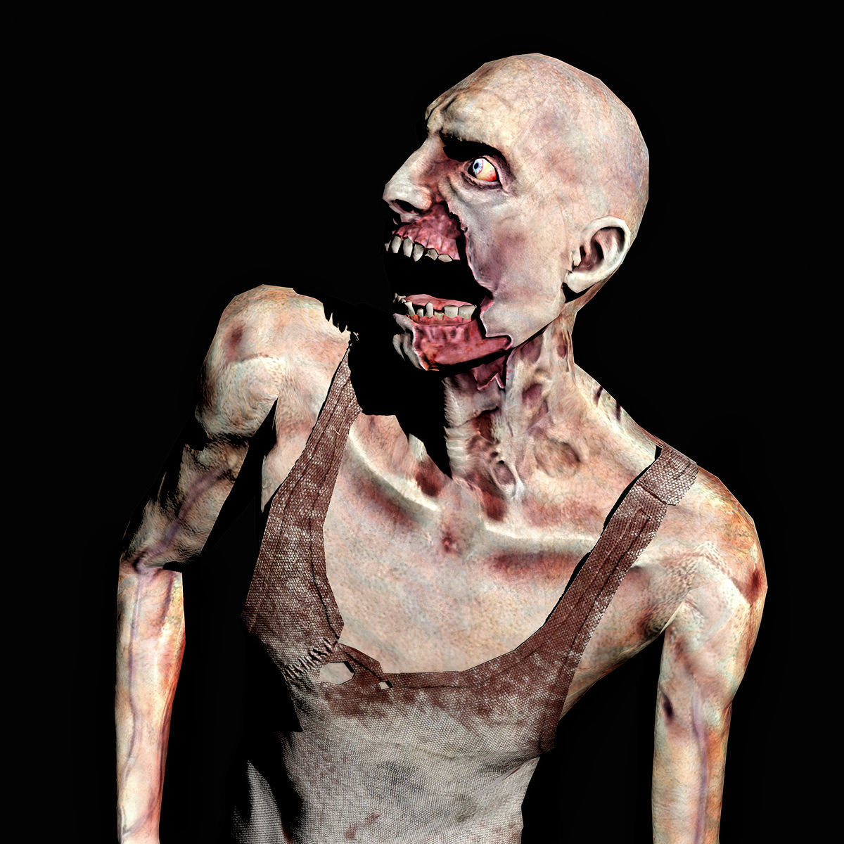 Urban scary withered zombie Low-poly 3D model_7