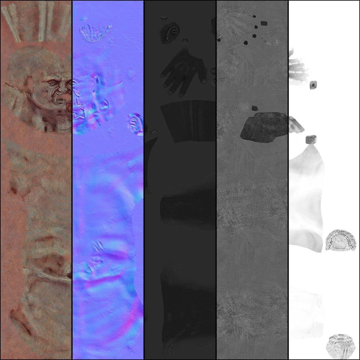 Urban scary withered zombie Low-poly 3D model_10