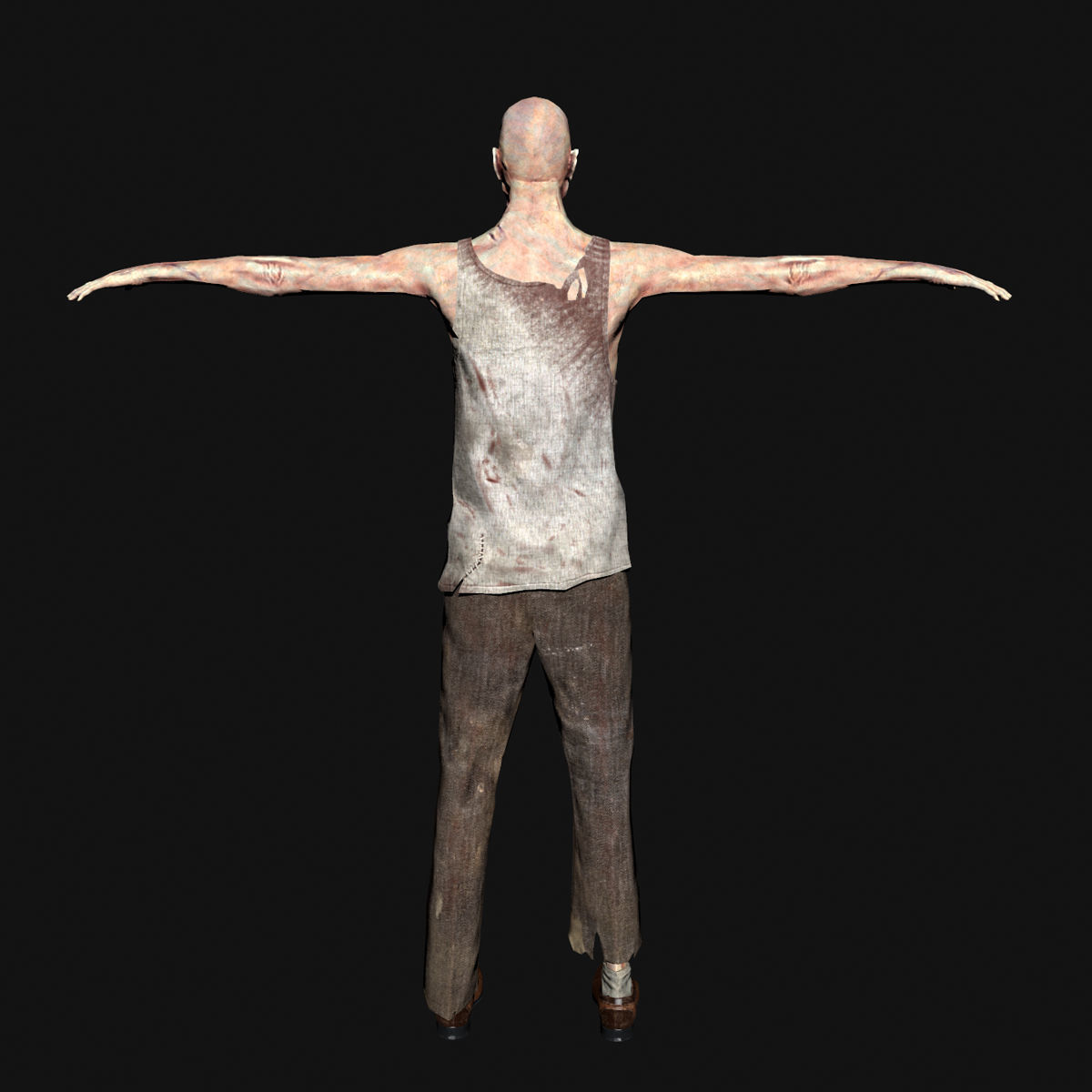 Urban scary withered zombie Low-poly 3D model_3