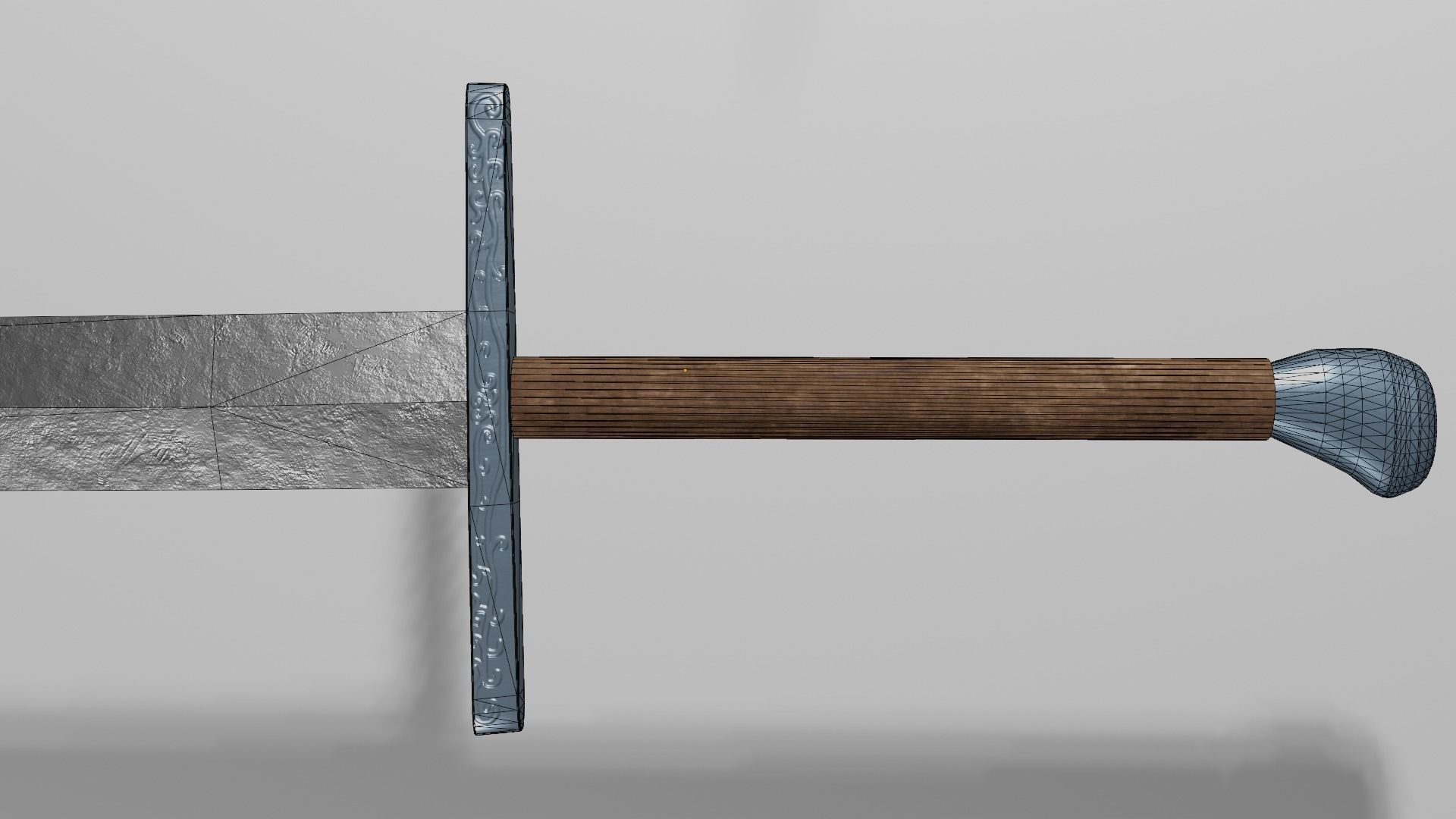 Gladius sword with Grossmesser handle Low-poly 3D model_12