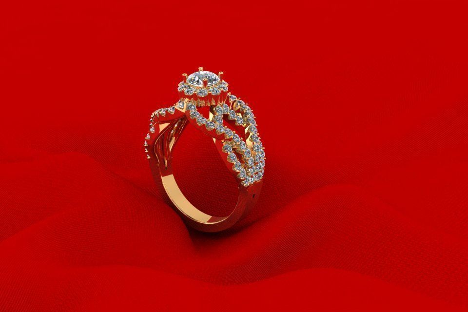 Twist Solitaire Ring R16 3D print model_1