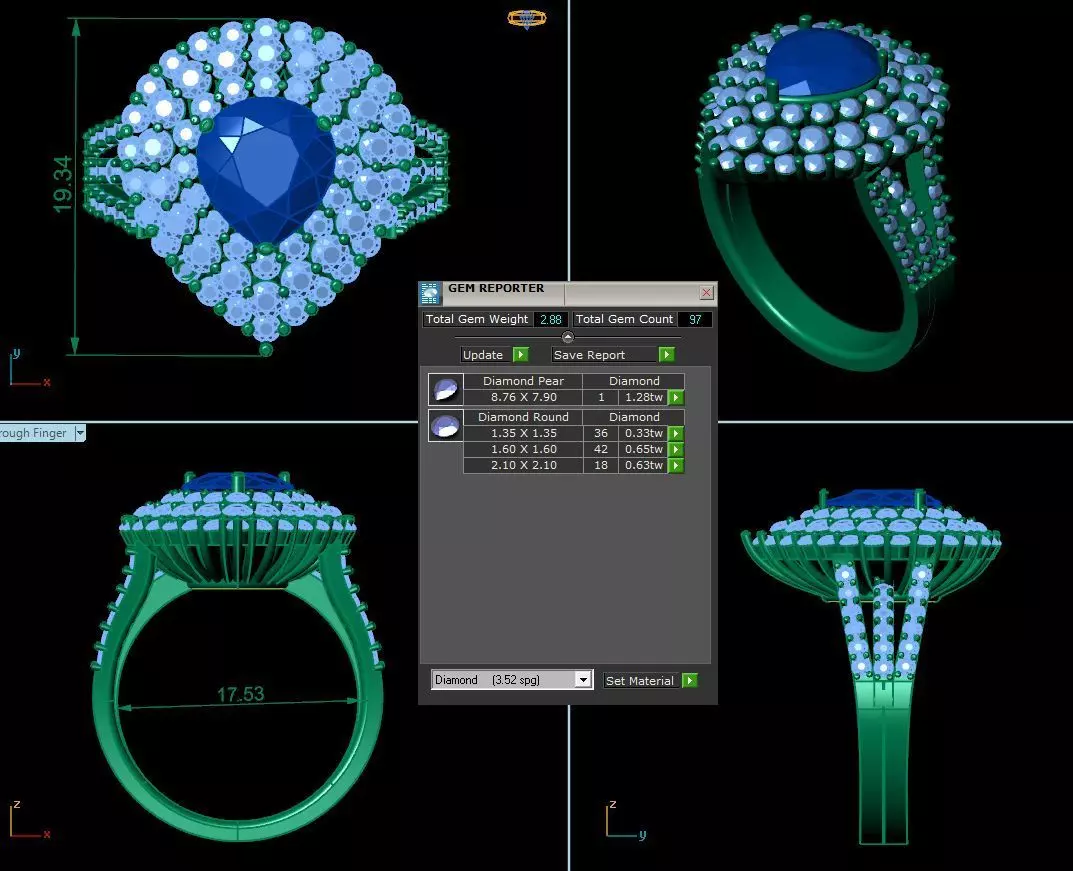 Side Stone Diamond Ring R6 3D print model