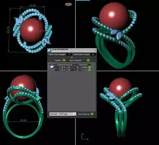 Round Pear Twist Ring 