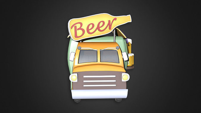 Asset - Cartoons - Food Car - Car Beer 3D model 5