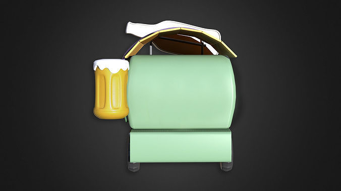 Asset - Cartoons - Food Car - Car Beer 3D model 7
