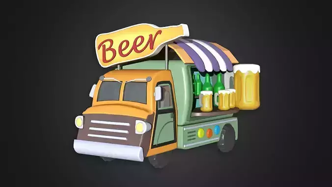 Asset - Cartoons - Food Car - Car Beer 3D model