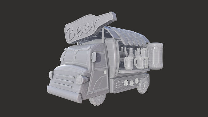 Asset - Cartoons - Food Car - Car Beer 3D model 2