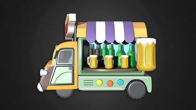 Asset - Cartoons - Food Car - Car Beer 3D model 3