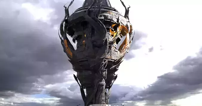 Dark Cthulhu Watchtower Torch City  Low-poly 3D model