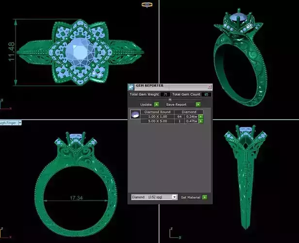 Women Flower Fashion Ring 