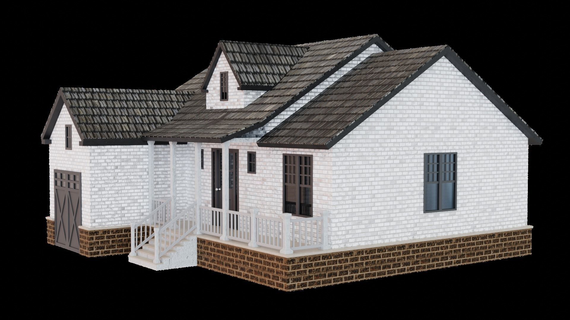 European House 01 Low-poly 3D model_3