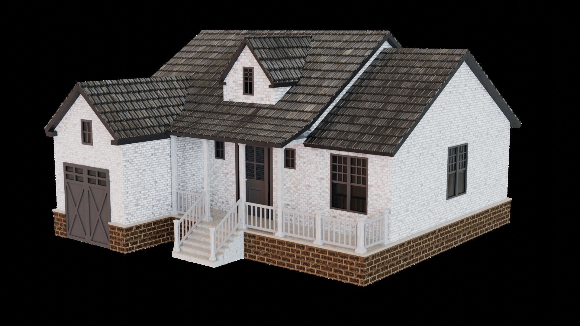 European House 01 Low-poly 3D model_2