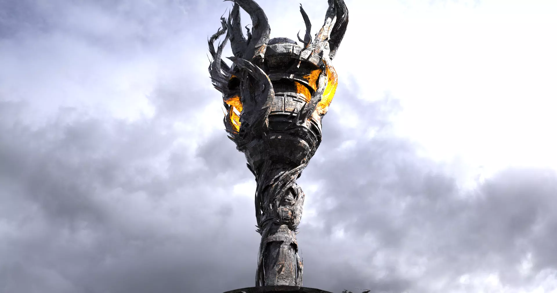 Dark Cthulhu Tree Watchtower  Low-poly 3D model_0