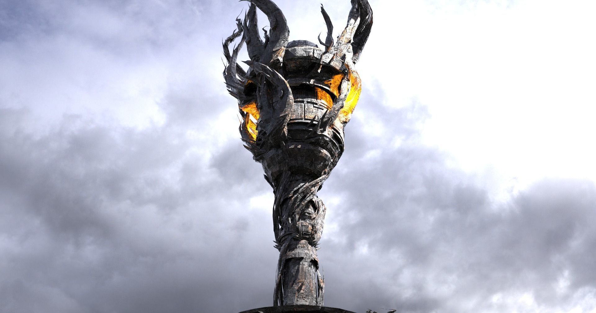 Dark Cthulhu Tree Watchtower  Low-poly 3D model_1