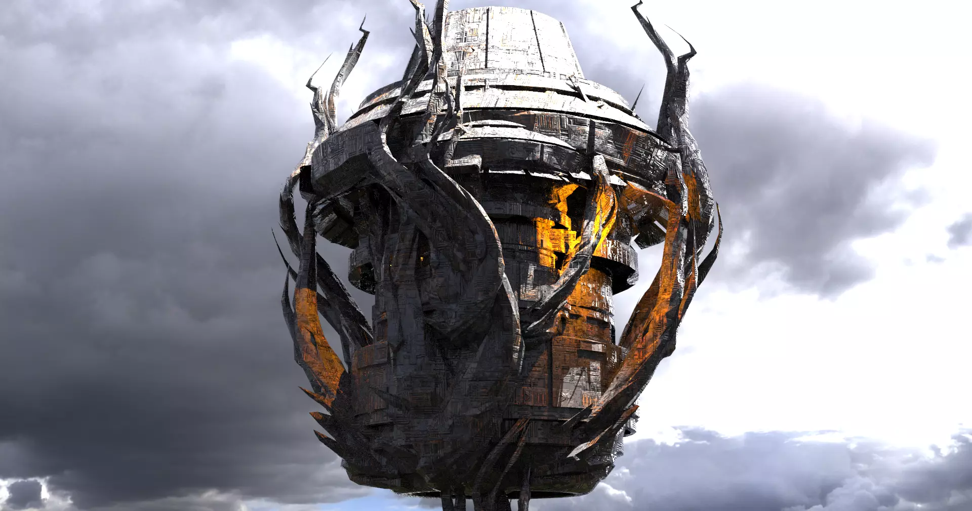 Dark Cthulhu Watchtower Dome Low-poly 3D model_0