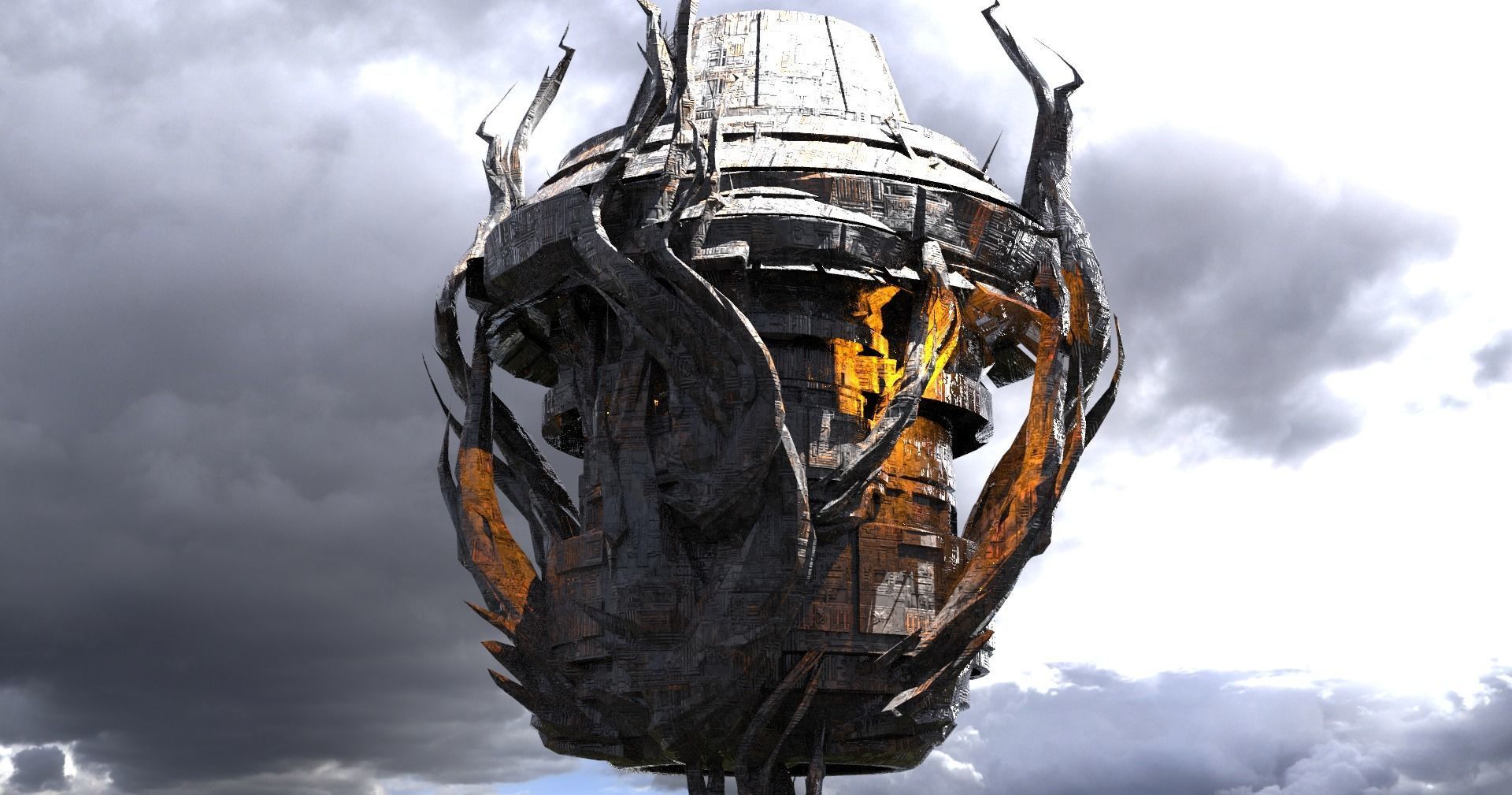 Dark Cthulhu Watchtower Dome Low-poly 3D model_1