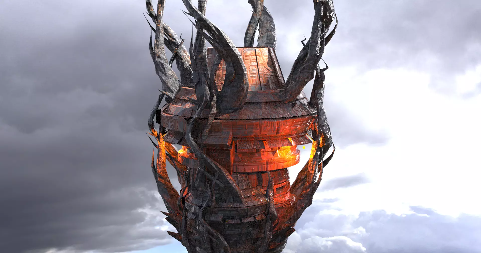 Winter Dagon sci fi cult Tower  Low-poly 3D model_0