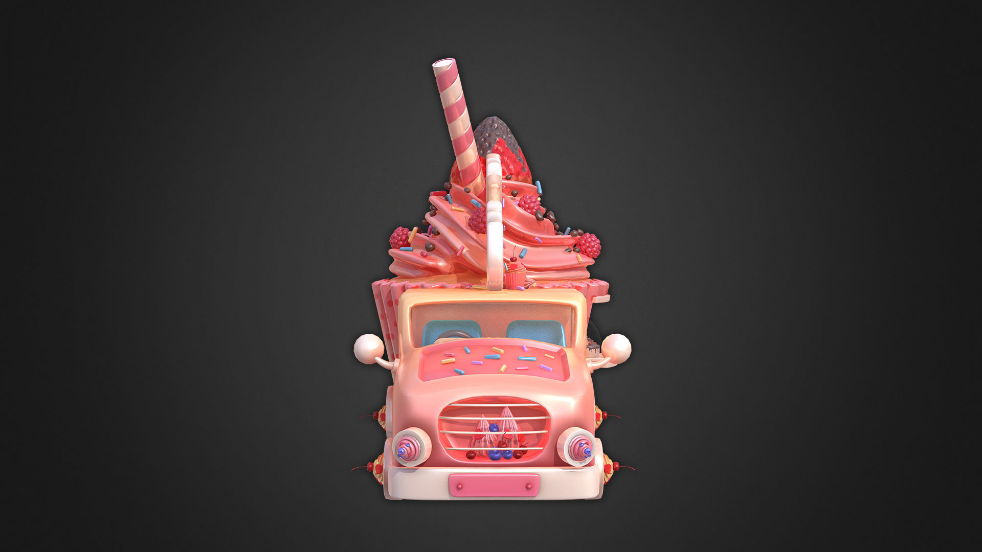 Asset - Cartoons - Food Car - Cake 3D model_8