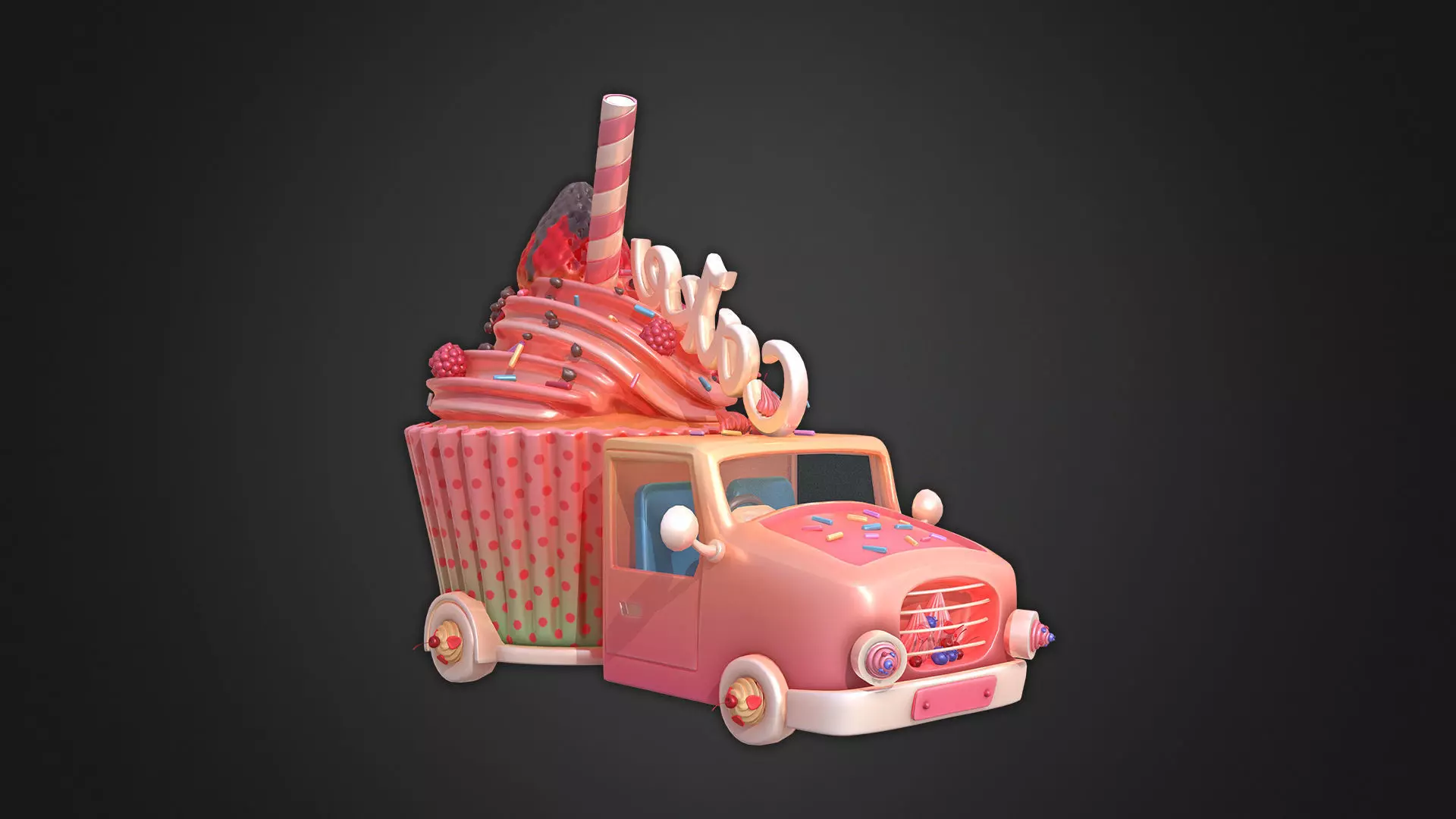 Asset - Cartoons - Food Car - Cake 3D model_0