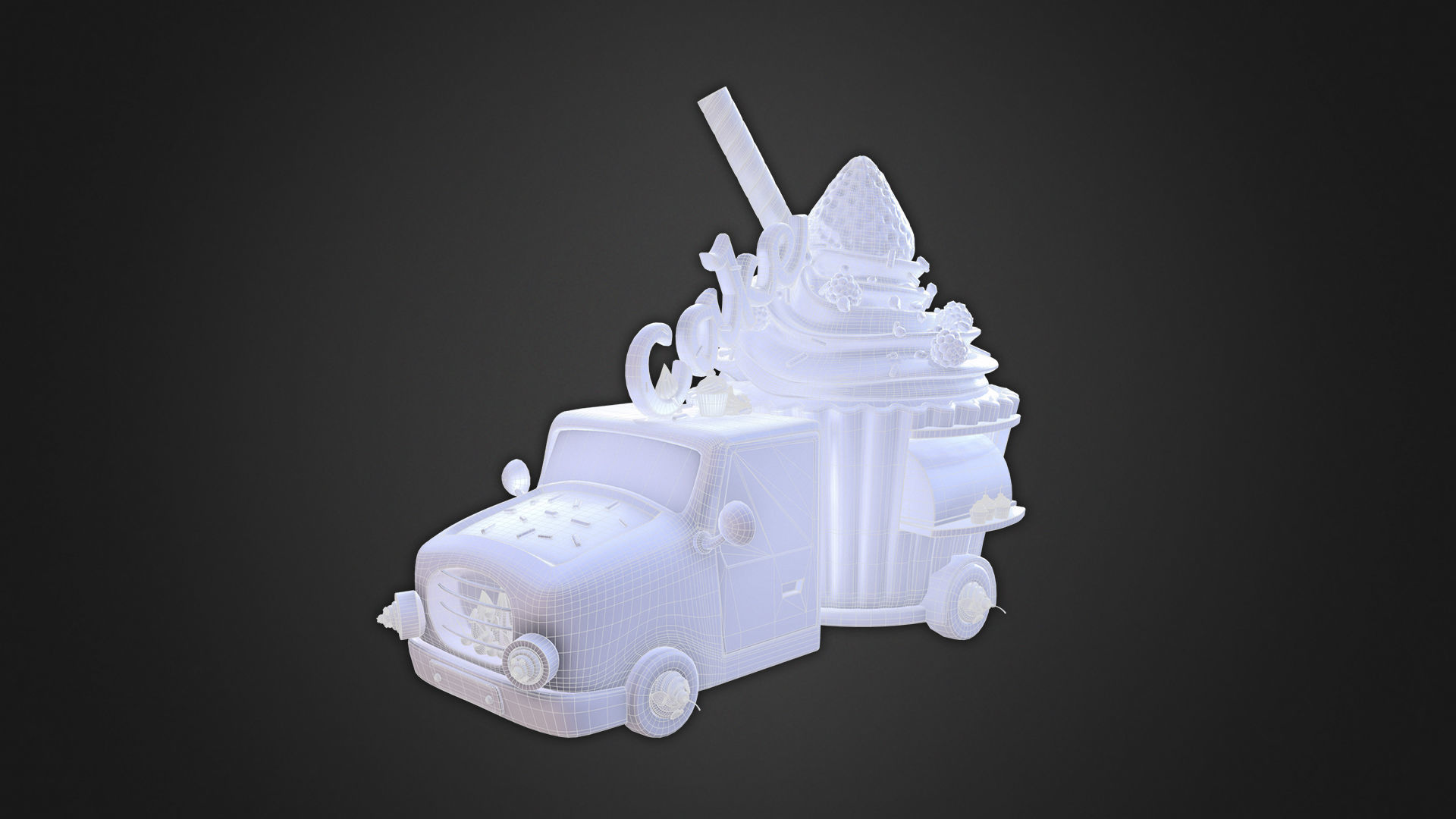 Asset - Cartoons - Food Car - Cake 3D model_3